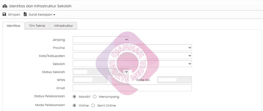 mengisi identitas satuan pendidikan pada laman anbk