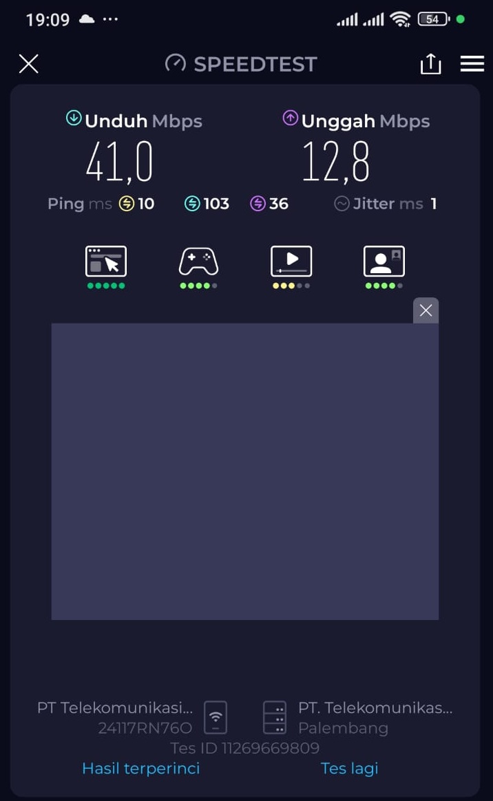 hasil speedtest setelah fup habis 1